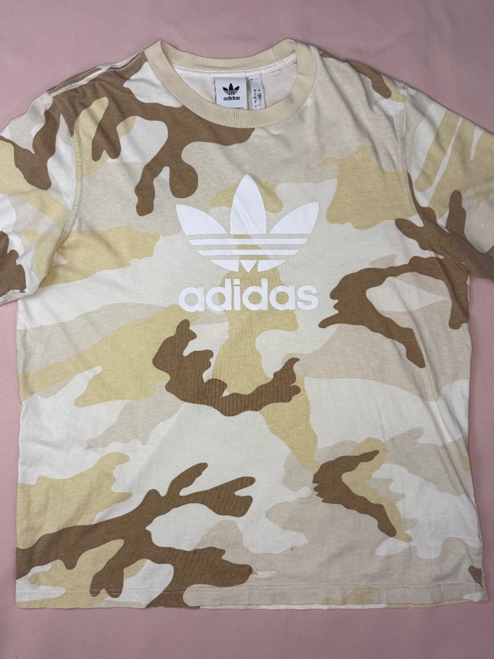 Adidas Originals - 100% Cotton Streetwear Desert Camo Large Logo Shirt - Size L